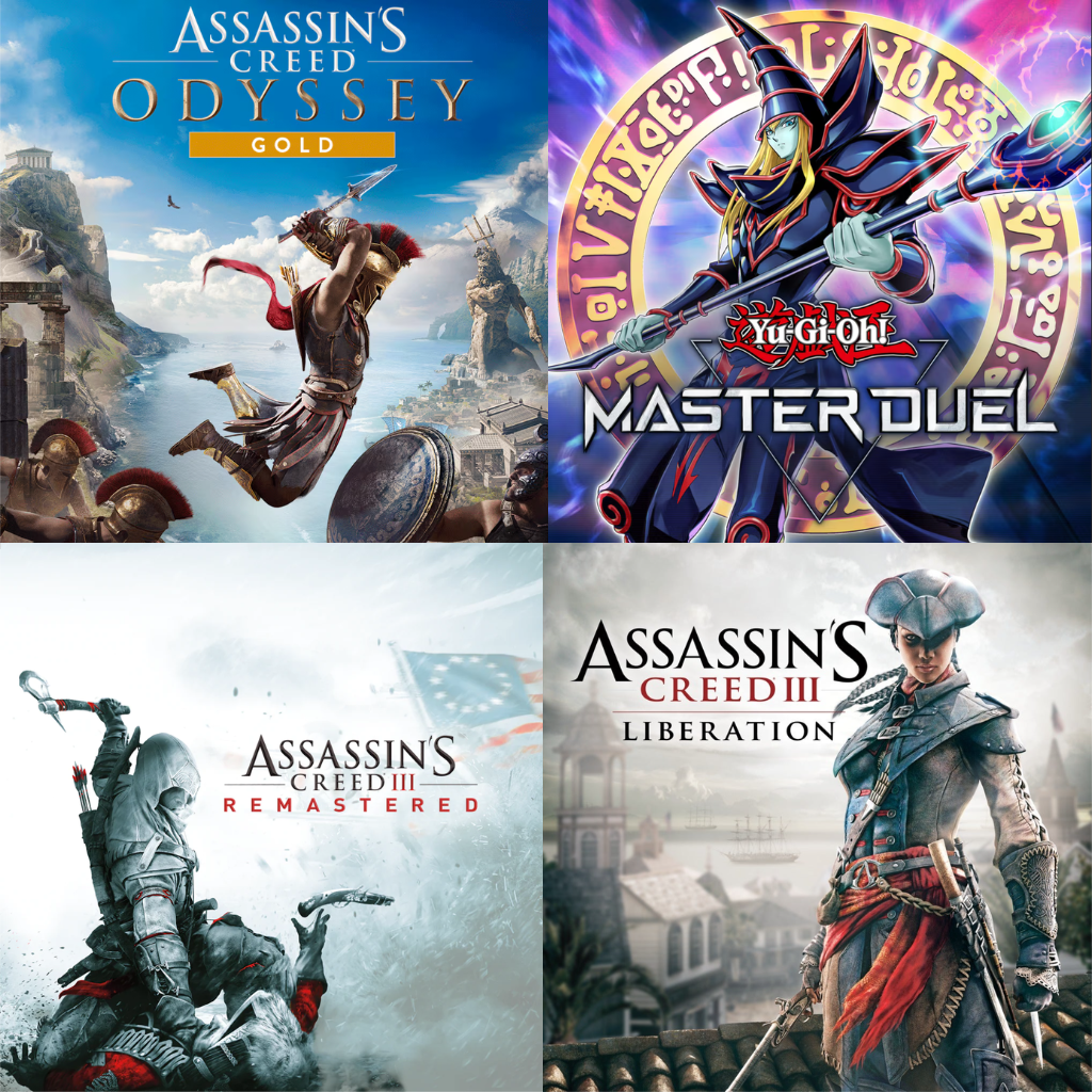 Assassin's Creed Odyssey: Gold Edition + Assassin's Creed III + Assassin's Creed Liberation Remastered + Yu-Gi-Oh! Master Duel cover
